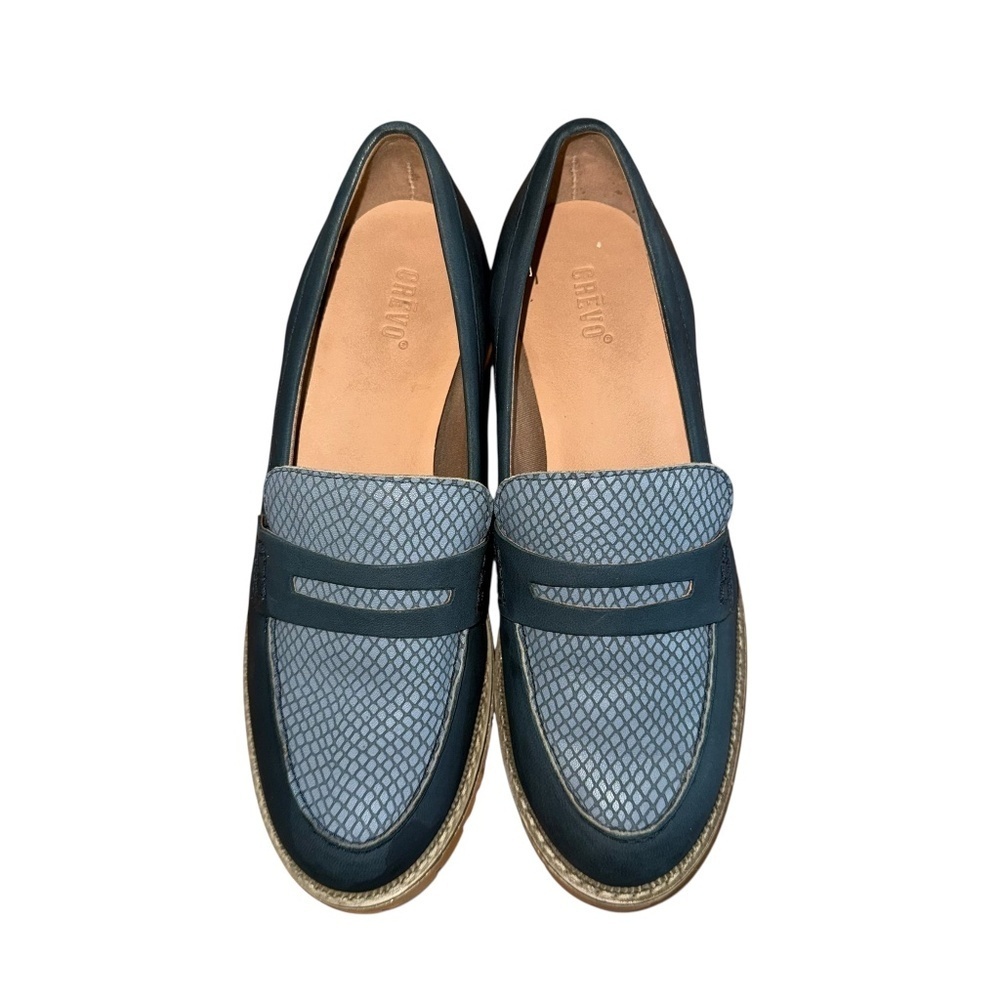 Crevo May Leather Navy Chunky Loafer Womens Size 7.5 - Picture 2 of 7